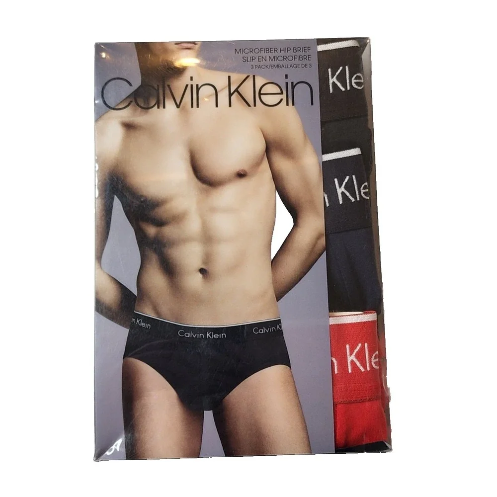 Calvin Klein Men's Microfiber‎ Hip Brief, Multi Color, XL 3-Pack
